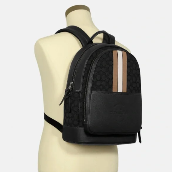 NWT Thompson Backpack In Signature Jacquard with Varsity Stripe - Picture 10 of 14